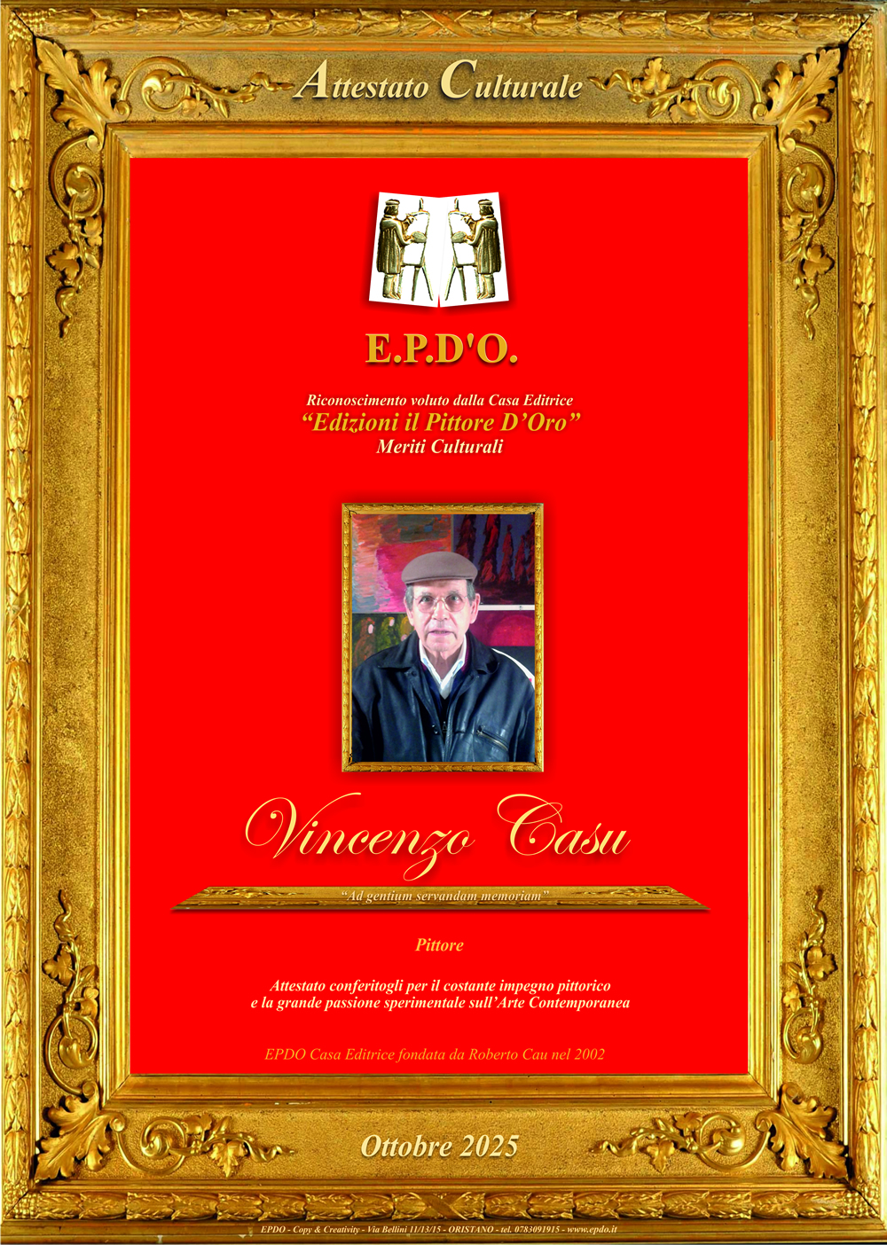 EPDO - Attestato Culturale Vincenzo Casu